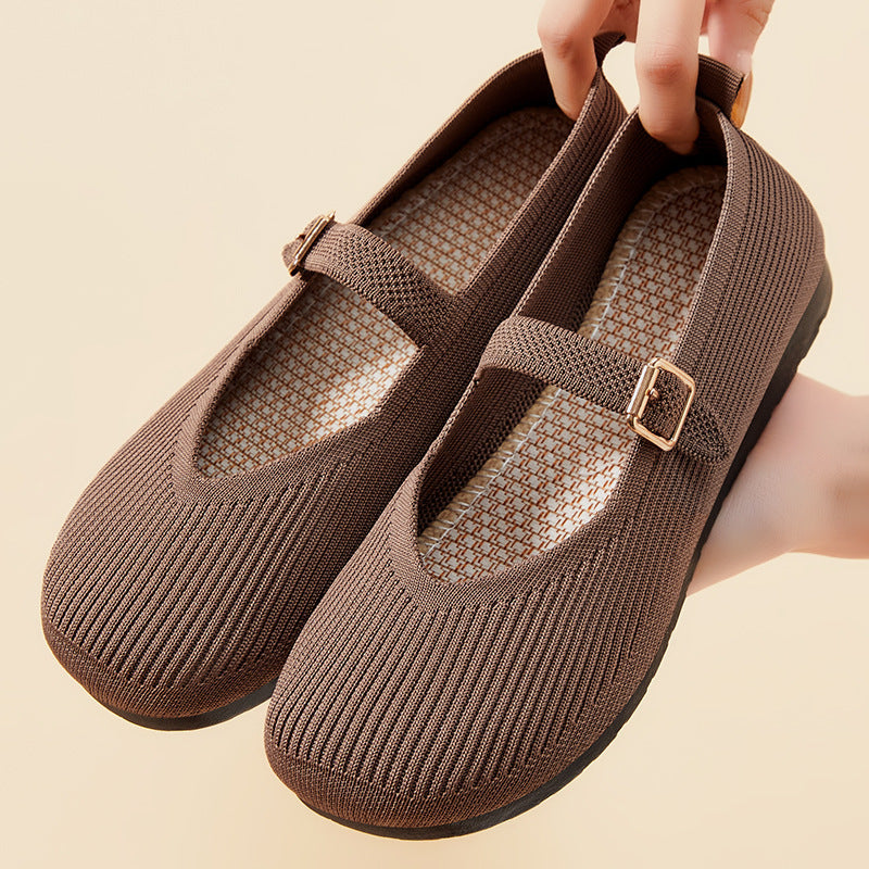 Flat Bottom Slip-on Soft Bottom Round Head Shoes With No Tired Feet