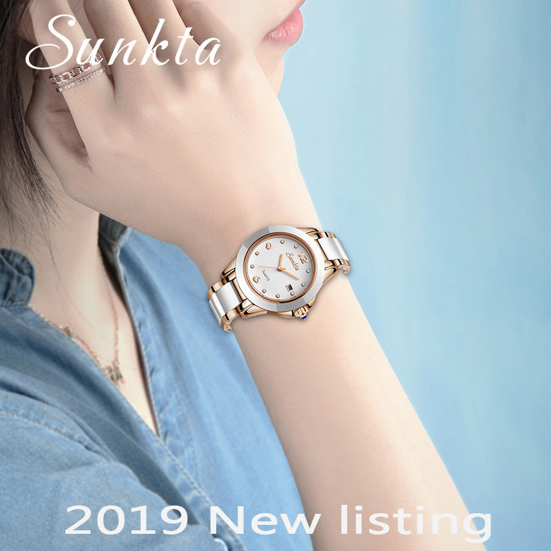 Women's Watch Quartz Sunkta Fashion Women's Watch Rose Gold Women's Watch Creative Waterproof