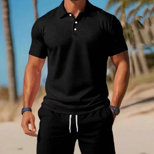 Summer Casual Sports All-matching Slim Fit Short-sleeved Polo Shirt Shorts