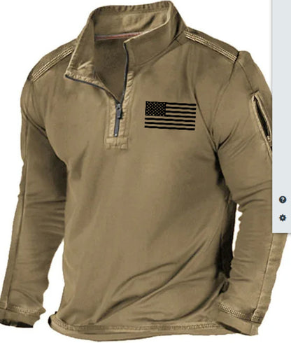 Men's Sports Fashion Zipped Stand Collar Long-sleeved Sweater