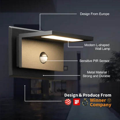 Inowel Outdoor Motion Sensor Porch Light Outdoor Wall Light Fixture Modern LED Exterior Wall Sconce For Front Door Garage Patio Garden 17311