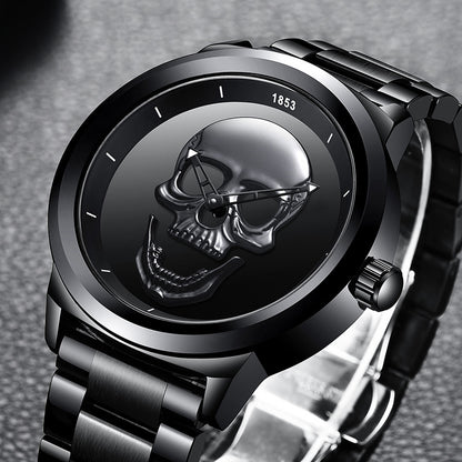 LIGE Simple Skull Stereoscopic Watch