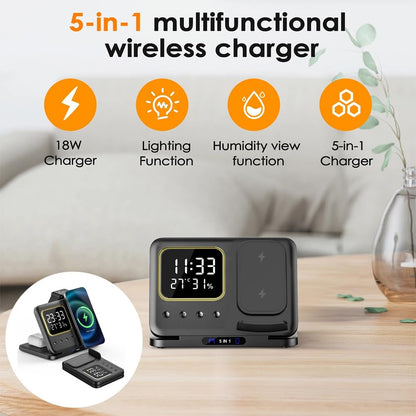 Phone Stand Tabletop 15w Fast Charging 5 in One Universal Wireless Charger Desk Charger for Iphone