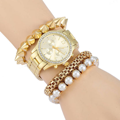 New Fashion Quartz Watch for women's Set Boutique Trends Geneva Style Watch Jewelry Set Christmas Gifts Birthday Gifts