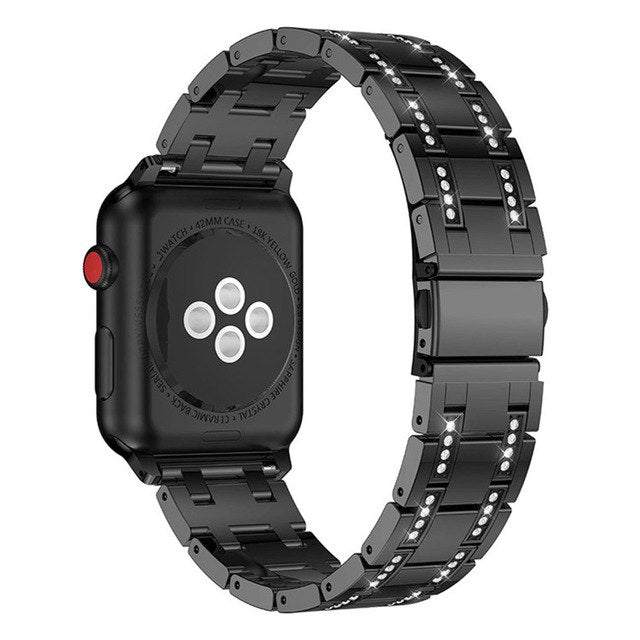 Glaring Diamond Stainless Steel Watchband Link Strap Bracelet Band For Apple Watch 38/42/40/44mm Series 1/2/3/4 Women/Girl