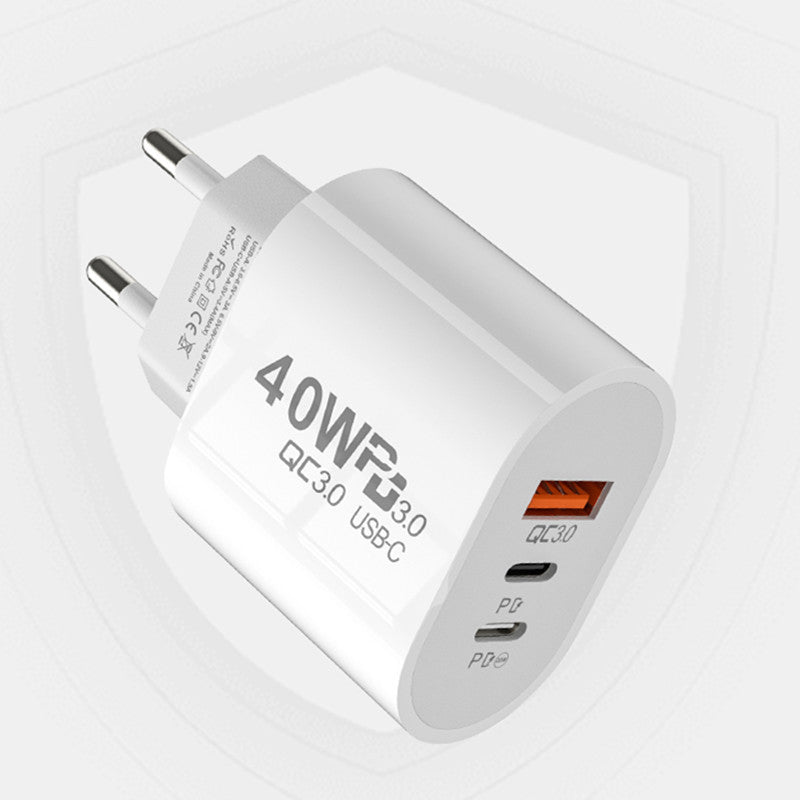 Dual PD+USB fast charging standard 40W European/American standard travel charger