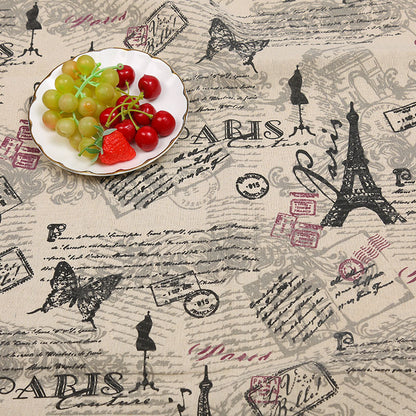 Cotton And Hemp Cloth Plant Tower Series Thickened Printed Fabric Storage Cloth