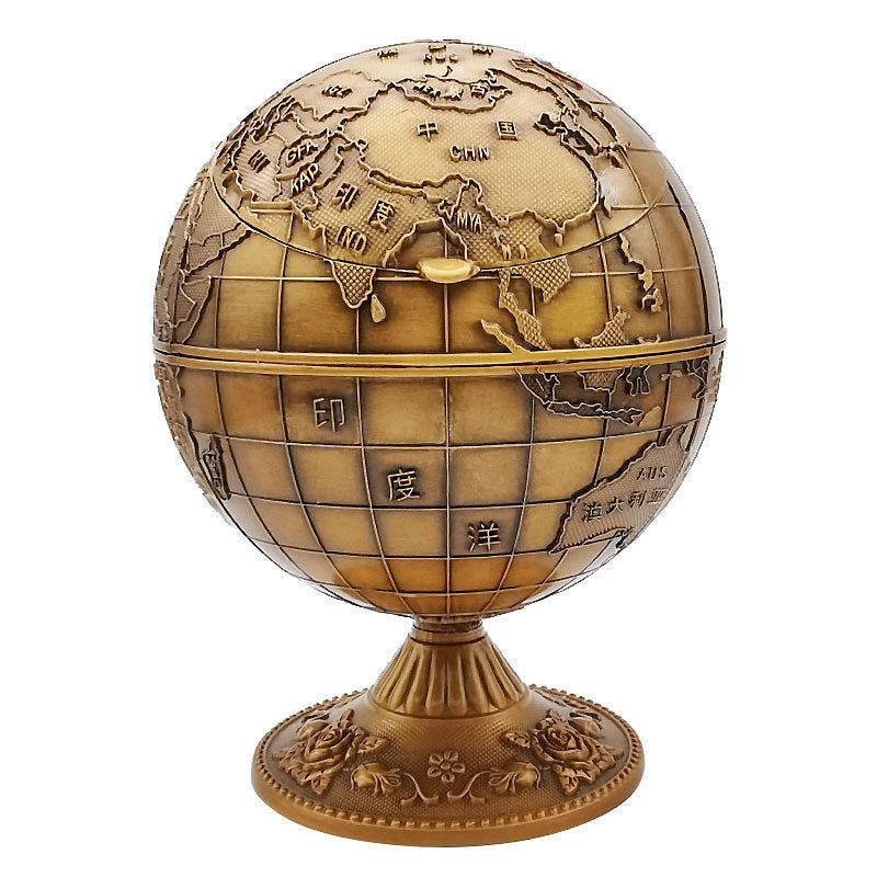 Antique style personalized ashtray with lid anti fly ash household large classical craft gift