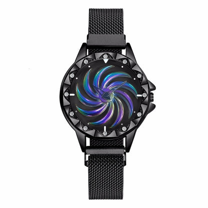Women Magnet Buckle Rotating Watch Luxury Ladies Stainless Steel Quartz Watch Clock Relogio Feminino