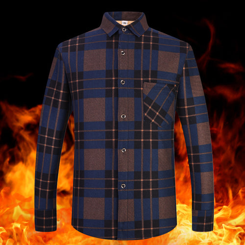 Men's Thermal Thickened Fleece Plaid Shirt