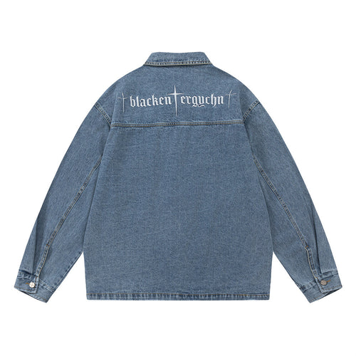 American High Street Letter Embroidery Denim Clothes Jacket