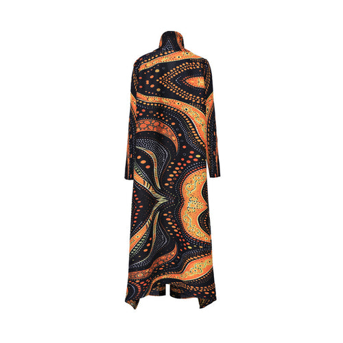 Printed Loose Pleated Cardigan Robe