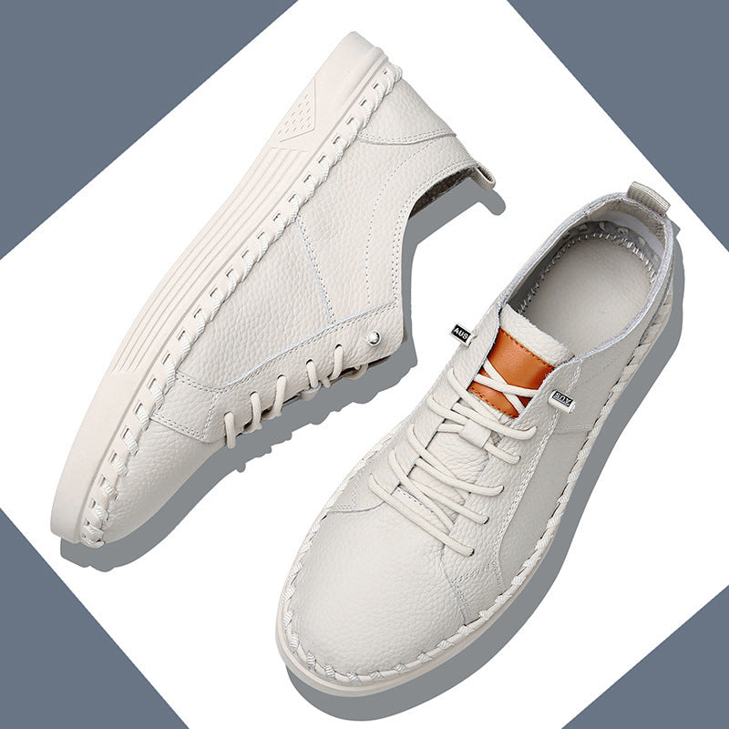 First Layer Soft Cowhide Men's Sneakers Breathable Sweat Absorbing