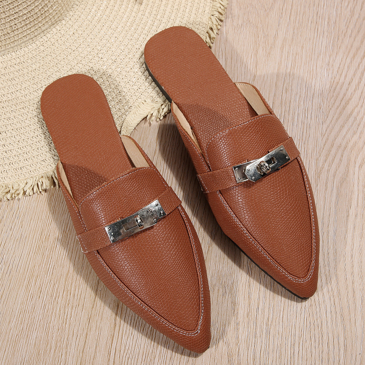 Pointed-toe Low Heel Leisure Semi-slippers Women's Shoes
