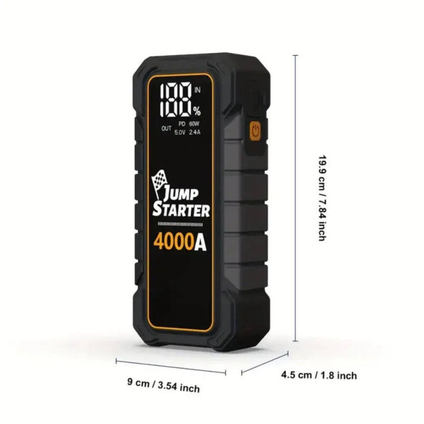 20000mAh 12V Car Battery Starter 4000 Peak Amp USB Fast Charging LED Light