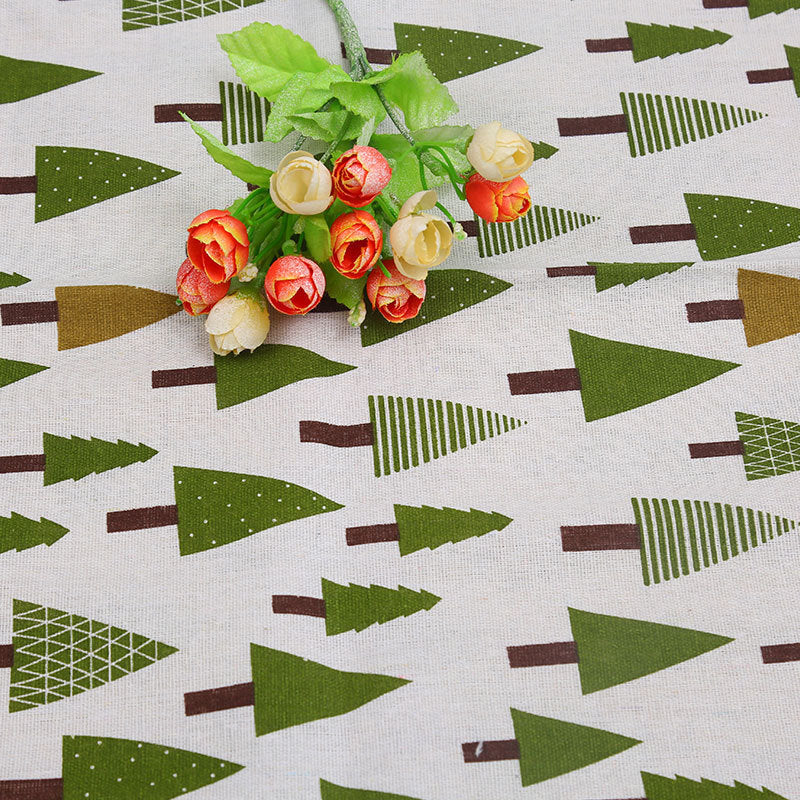 Cotton And Hemp Cloth Plant Tower Series Thickened Printed Fabric Storage Cloth