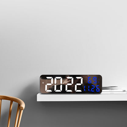 9-Inch Digital Wall Clock: Temp/Humid, Night Mode, Snooze, 12/24H, USB Plug-in LED Alarm Clock