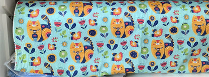 Cartoon Panda And Tiger Cotton Twill