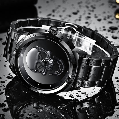 LIGE Simple Skull Stereoscopic Watch