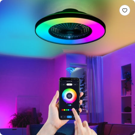 23 Inch Black Ceiling Fan Light With LED RGB   Dimmable & Color Changing, APP & Remote Control, Modern Smart Ceiling Fan For Living Room, Bedroom, And Dining Room  Silent 6-Speed Reversible DC Motor