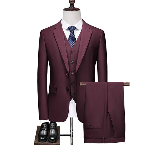 Suit Solid Color Three Pieces Set