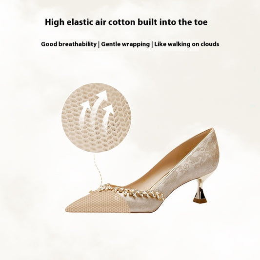 New Chinese Style Wedding Shoes Women's Cheongsam High Heels Bride