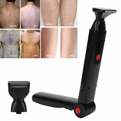 Electric Back Hair Shaver Trimmer Machine Long Handle USB Folding Double Sided Back Body Hair Leg Removal Tool