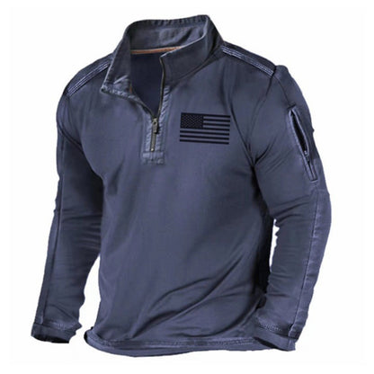 Men's Sports Fashion Zipped Stand Collar Long-sleeved Sweater