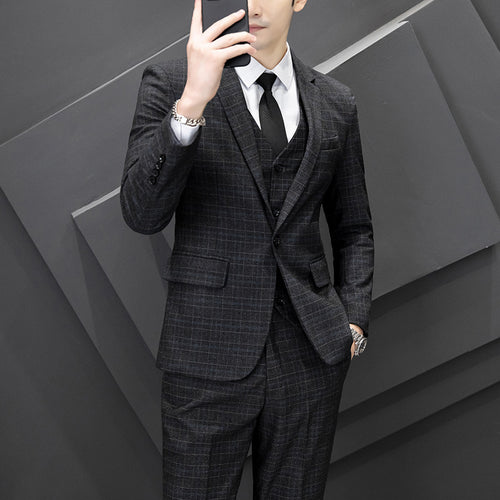 Men's Korean-style Slim Fit Youth Leisure Suit Three-piece Suit