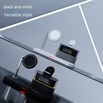 Magnetic Small Night Lamp Wireless Charger With Alarm Clock Three-in-one