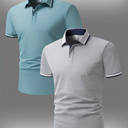 Men's Short-sleeved Shirt With Contrasting Blue And Pink Collar