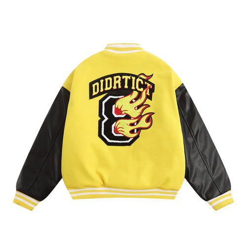 Towel Embroidery Flame Letter Thick Baseball Uniform Coat