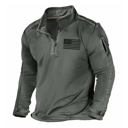 Men's Sports Fashion Zipped Stand Collar Long-sleeved Sweater