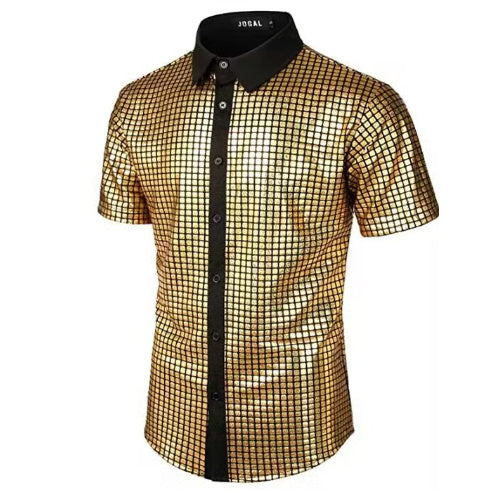 Sequined Button-down Shirt 70 S Disco Party Cosplay Clothing