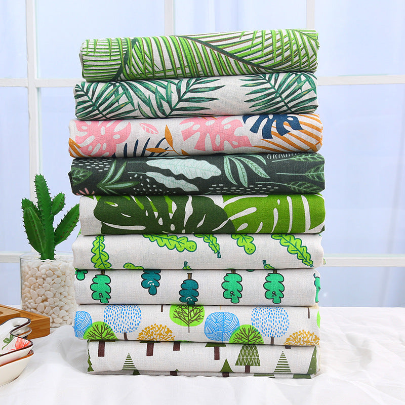 Cotton And Hemp Cloth Plant Tower Series Thickened Printed Fabric Storage Cloth