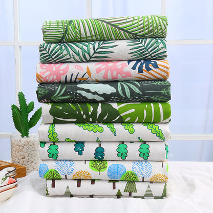 Cotton And Hemp Cloth Plant Tower Series Thickened Printed Fabric Storage Cloth