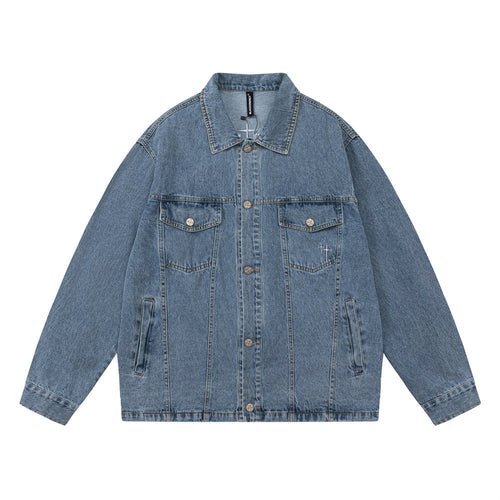 American High Street Letter Embroidery Denim Clothes Jacket