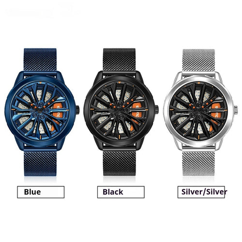 Men's Fashion Wheel Series Good Luck Comes Watch Trendy Unique Casual