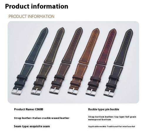 Wax Leather Watch Strap Watch Band Genuine Leather Genuine Leather Watch Band Soft Thin