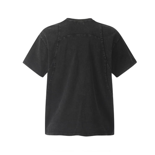 Washed Distressed Stitching Short Sleeve Men