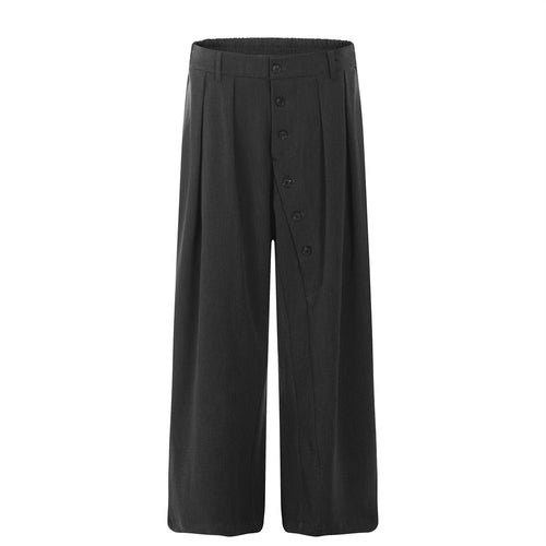 Loose Design Draping Solid Color Wide Leg Trousers