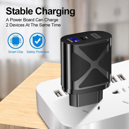 LED luminous PD20W+QC3.0 4A mobile phone charger fast charging dual port fast charging head