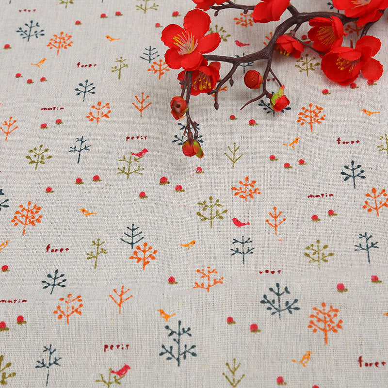 Cotton And Hemp Cloth Plant Tower Series Thickened Printed Fabric Storage Cloth