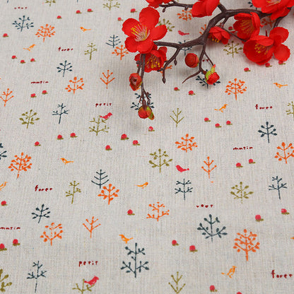 Cotton And Hemp Cloth Plant Tower Series Thickened Printed Fabric Storage Cloth