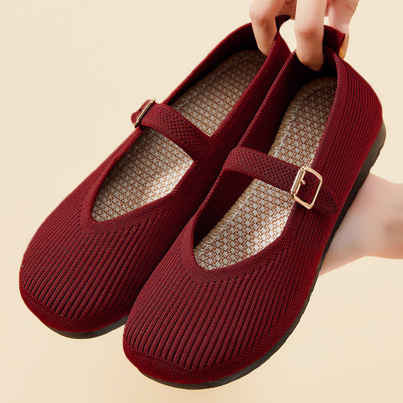 Flat Bottom Slip-on Soft Bottom Round Head Shoes With No Tired Feet