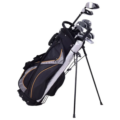 Water-Resistant Golf Stand Bag - 420D Nylon, 3-Way Dividers+7 Zipper Pockets, Black