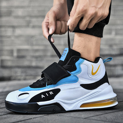 Men's autumn winter high-top air cushion basketball shoes middle school students sports thick-soled running shoes
