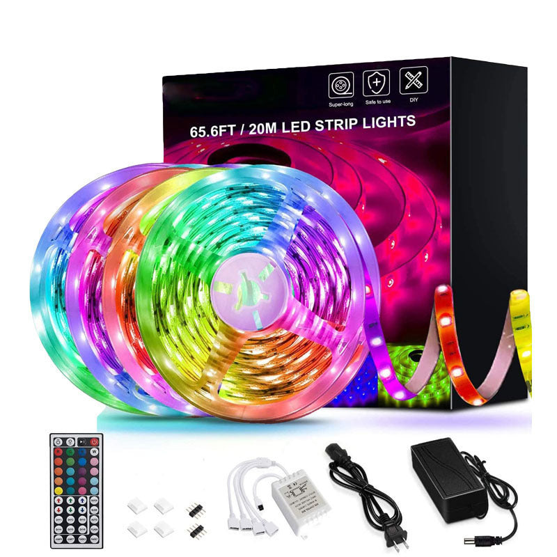 شريط إضاءة LED 5050 RGB شريط مرن ثنائي الصمام 5 متر وحدة تحكم ديكور غرفة التلفزيون الكمبيوتر إضاءة خلفية ديكور عيد الميلاد