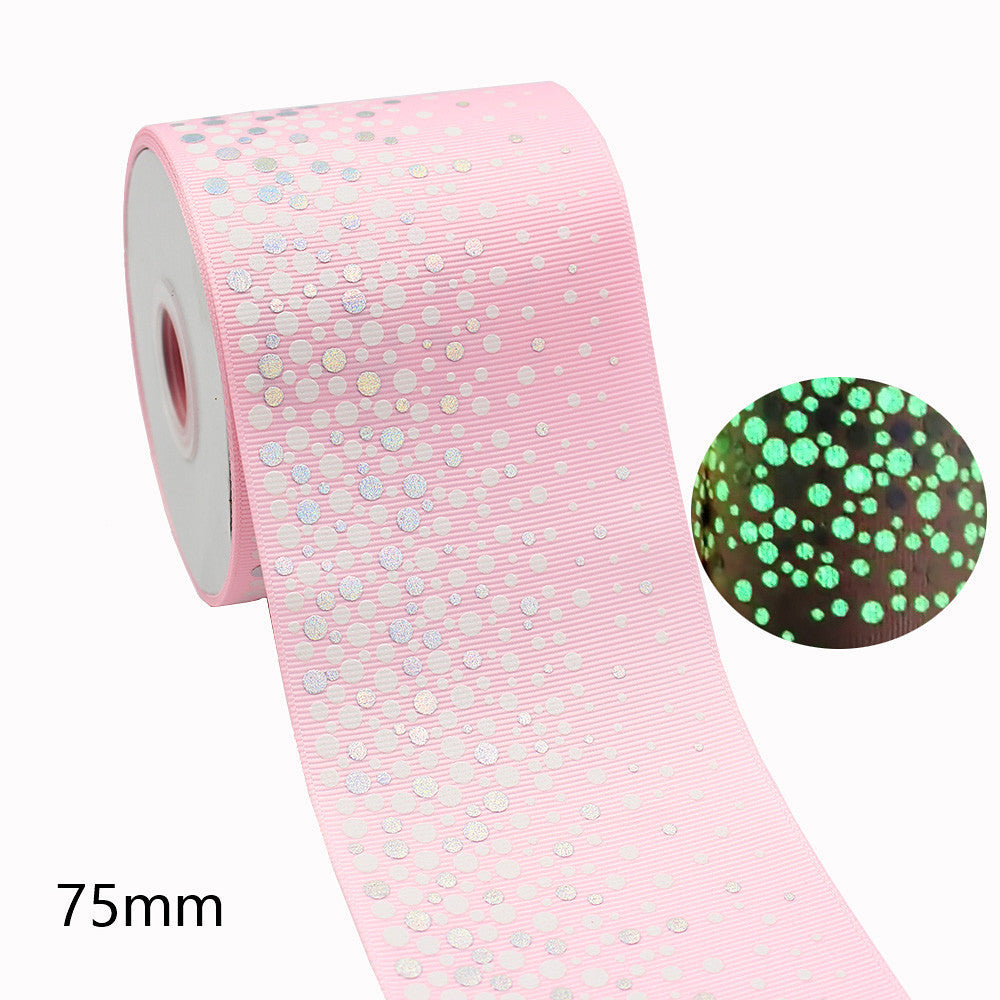 75mm Luminous Threaded Braid Hair Bow Ingredients Solid Color Rainbow Bronzing Fluorescent Ribbon