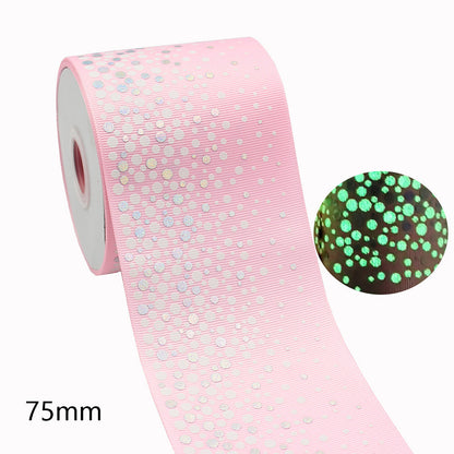 75mm Luminous Threaded Braid Hair Bow Ingredients Solid Color Rainbow Bronzing Fluorescent Ribbon